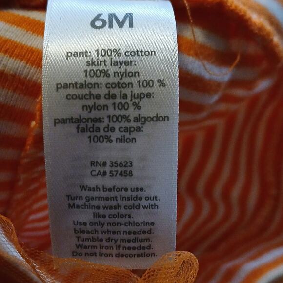 Carter's Baby 6M Orange Striped Legging With Tulle Skirt - Picture 4 of 4